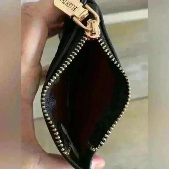 Ellen Tracy Quilted Coin Purse Credit Card ID Wallet Black Zip Pre Owned - Picture 3 of 8